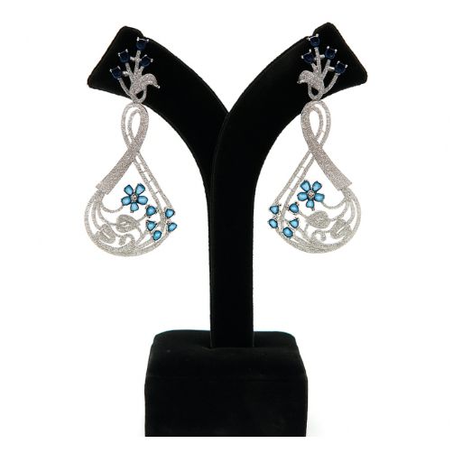 Stylish Blue Stone Long Earrings for Women